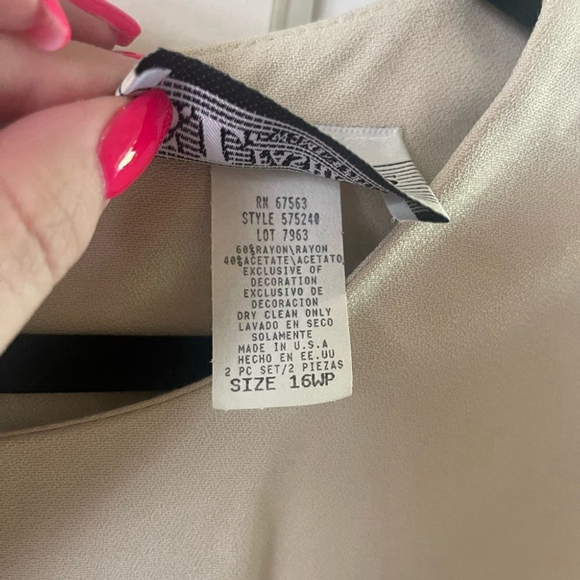 Sl FASHIONS | Vintage Women's Blue & Beige Rayon Top & Dress 2 Piece Set 16WP - Picture 4 of 16